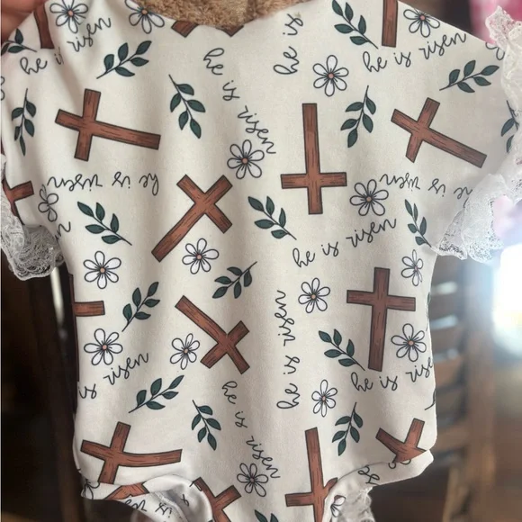 Easter he is risen w/ bunny ears onesie - Picture 3 of 6